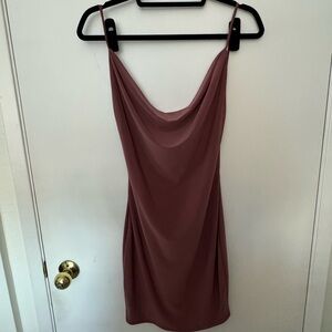 Day&Night mauve backless cowl neck mini dress